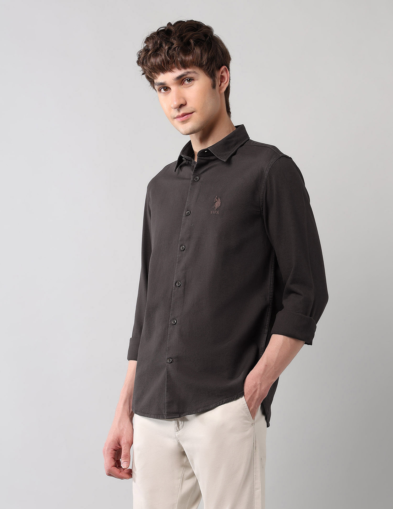 U.S. Polo Assn. Denim Co. Pure Cotton Regular Fit Dobby Shirt