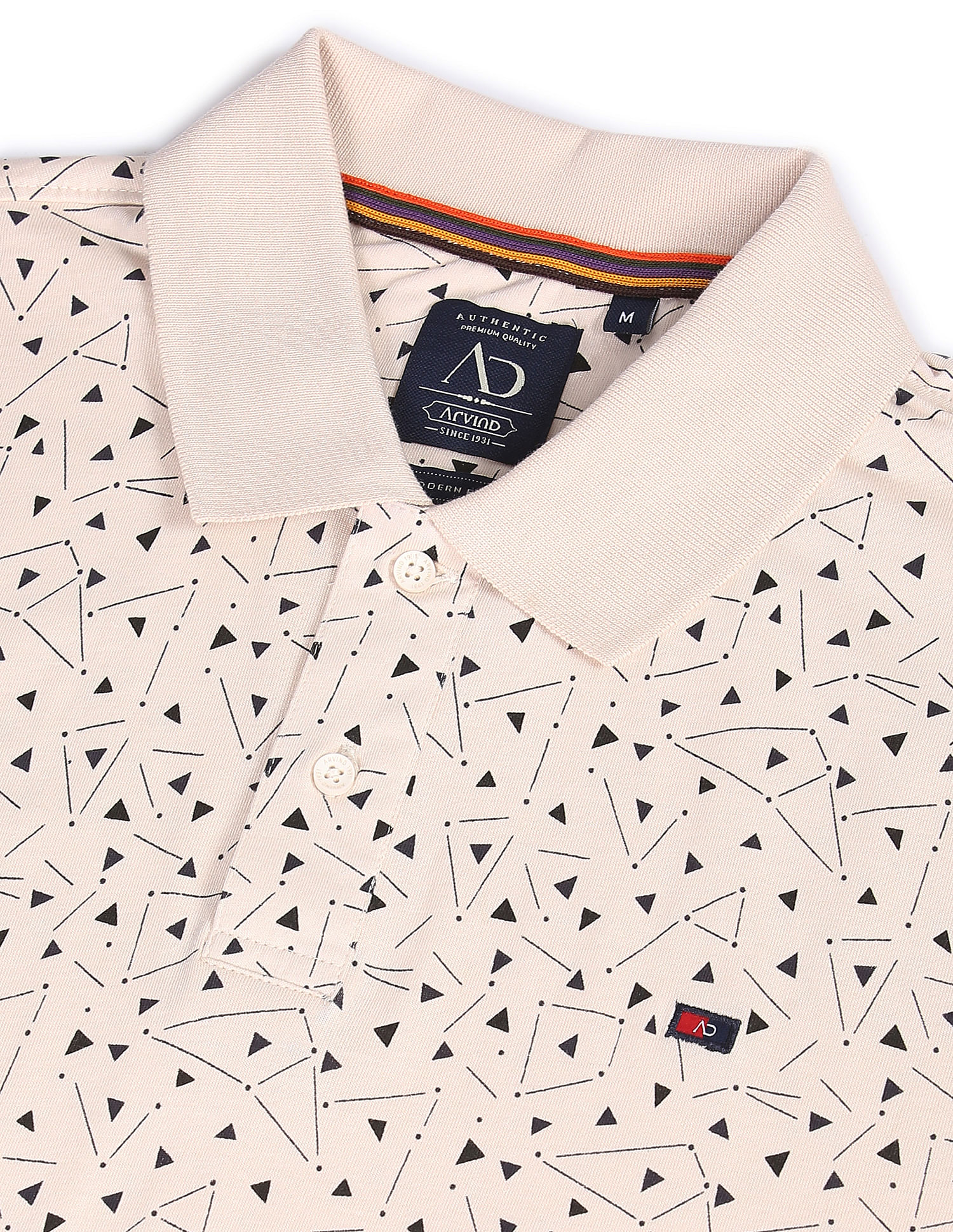 AD by Arvind Cotton Geometrical Print Polo Shirt