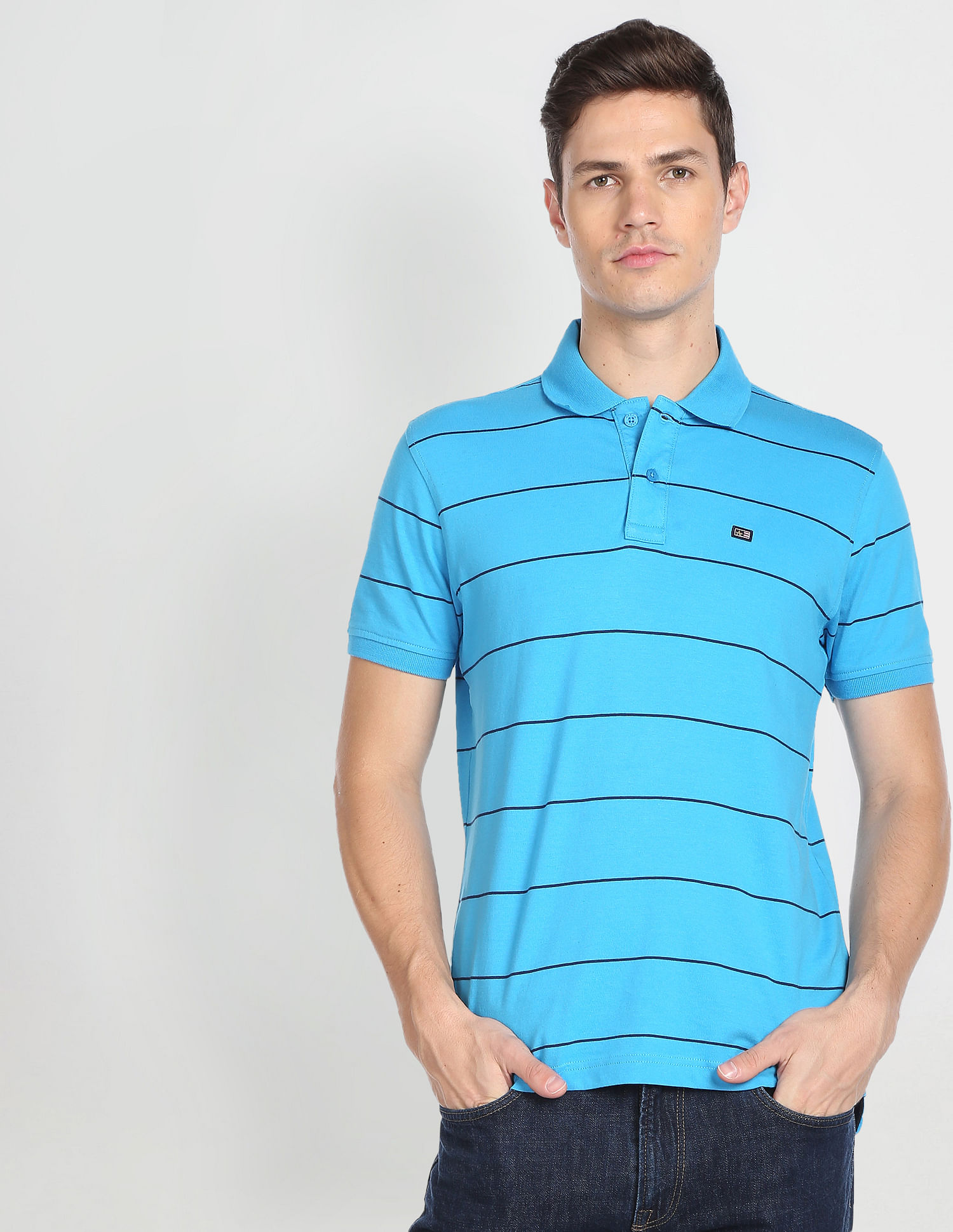 Arrow Sports Horizontal Stripe Cotton Polo Shirt