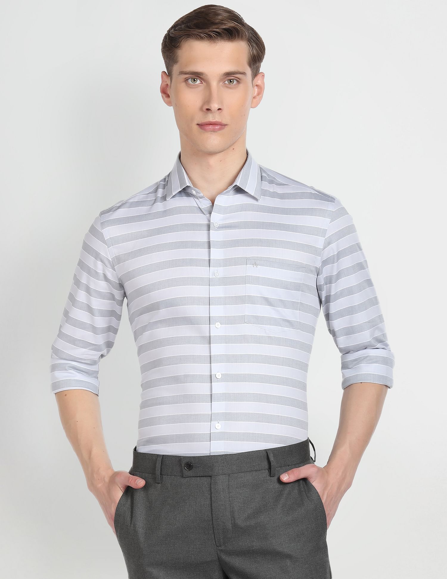 Arrow Newyork Horizontal Stripe Cotton Shirt
