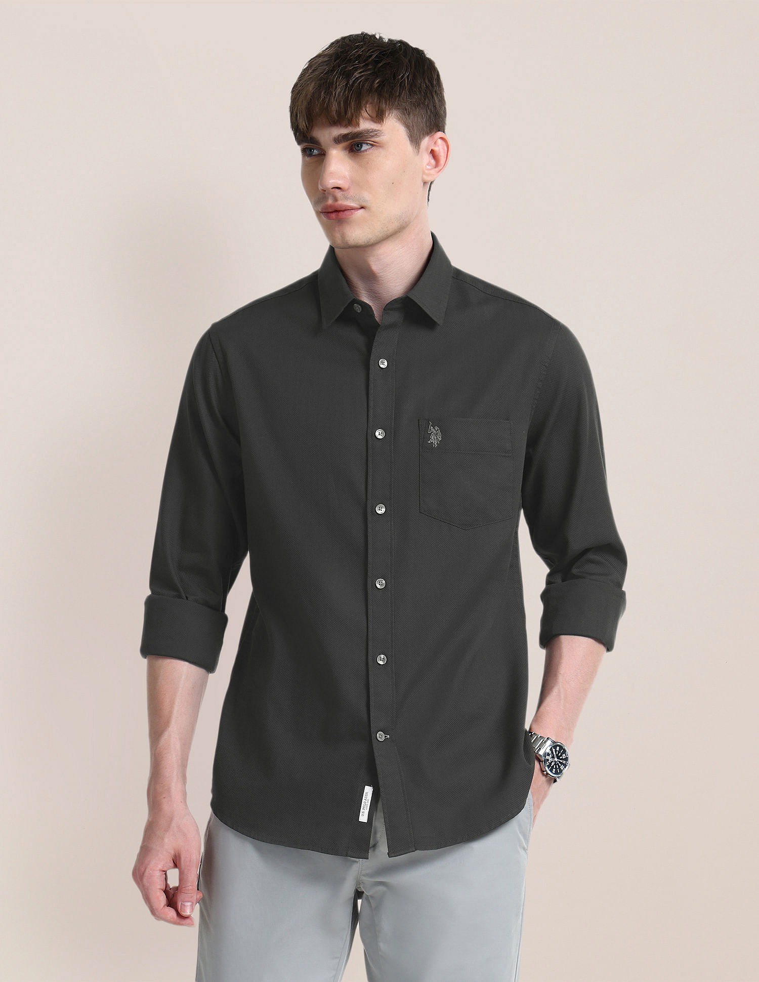 U.S. Polo Assn. Pure Cotton Solid Shirt