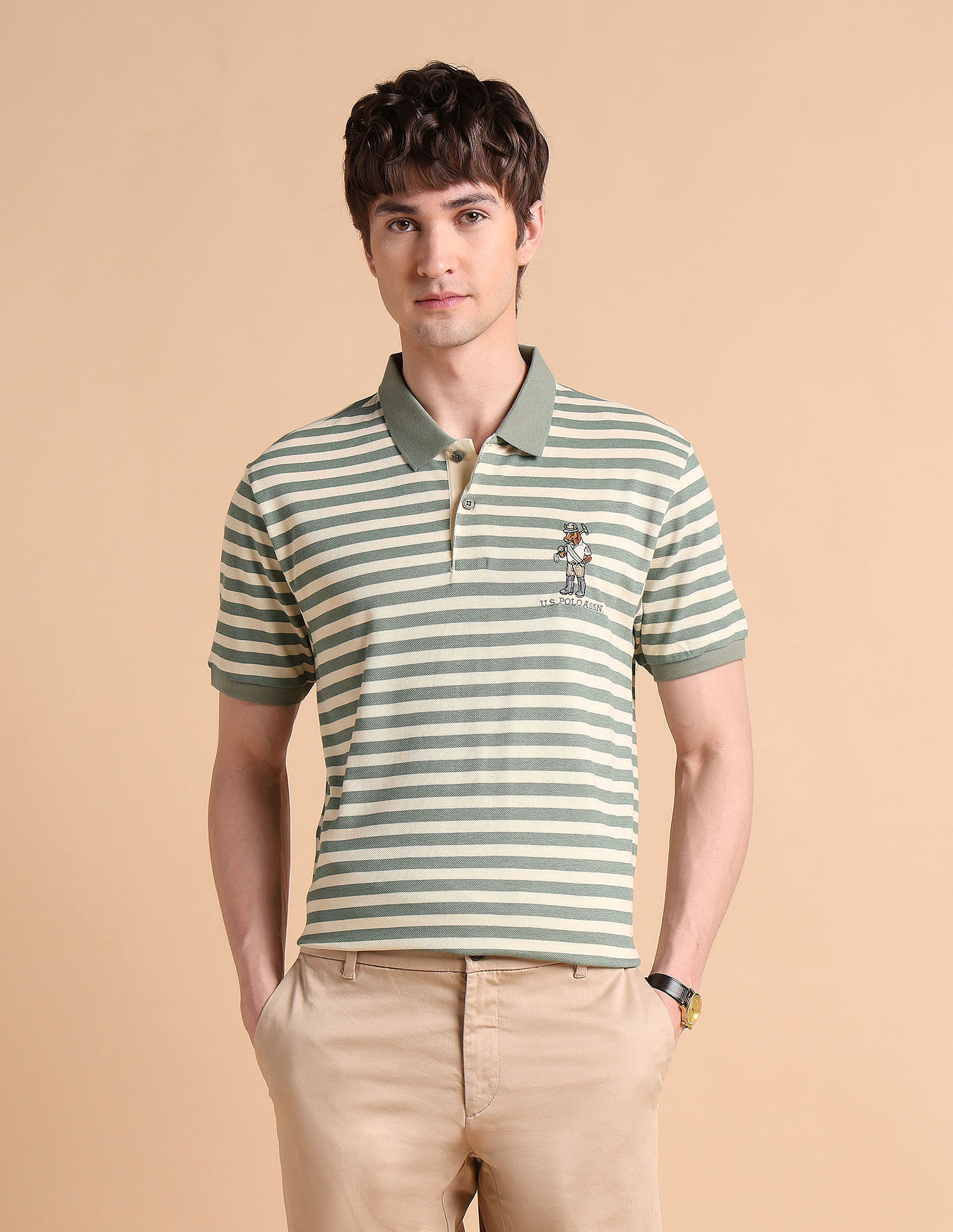 U.S. Polo Assn. Horizontal Striped Slim Fit Polo Shirt