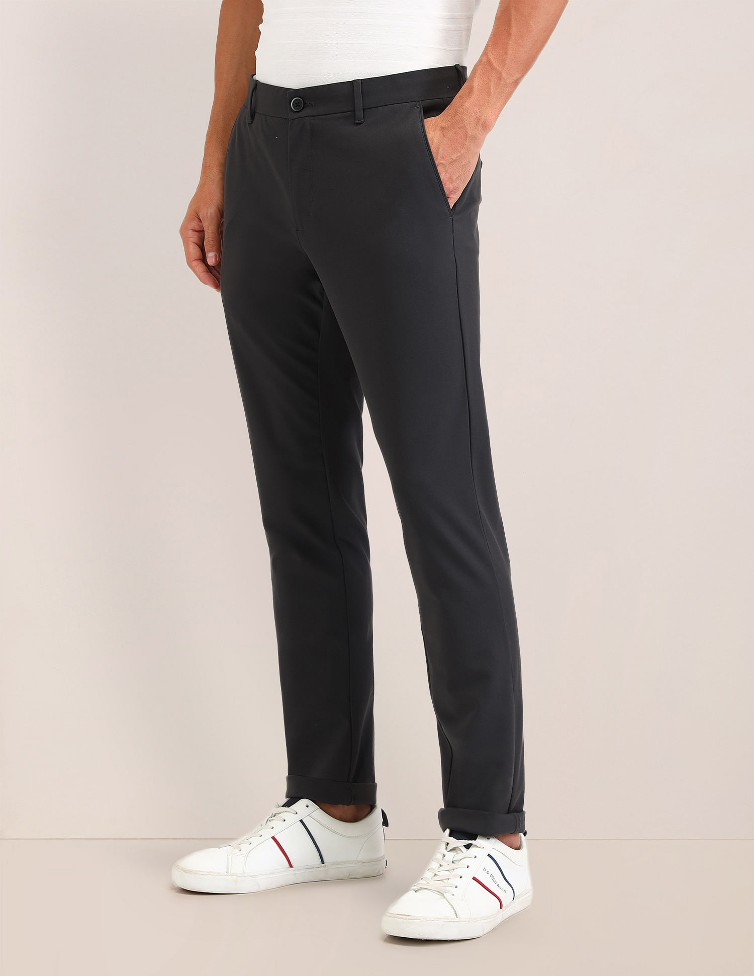 U.S. Polo Assn. Austin Slim Fit Solid Trousers