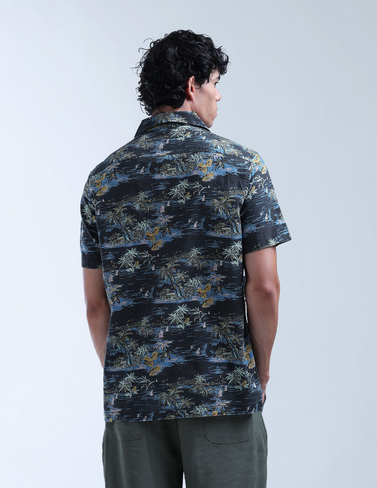 Flying Machine Tropical Printed Pure Cotton Cuban Shirt