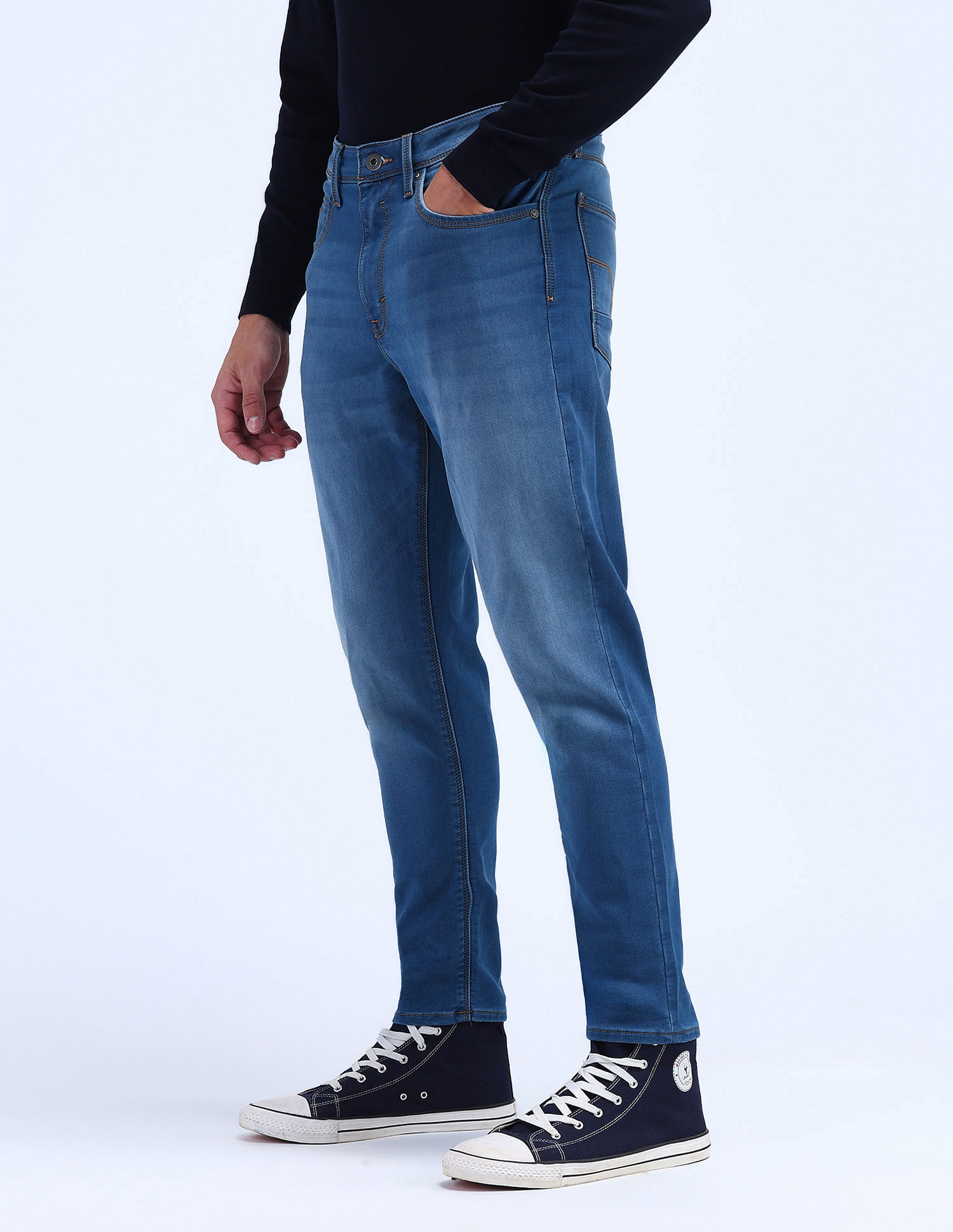 Flying Machine Mankle Relaxed Tapered Stone Wash Jeans