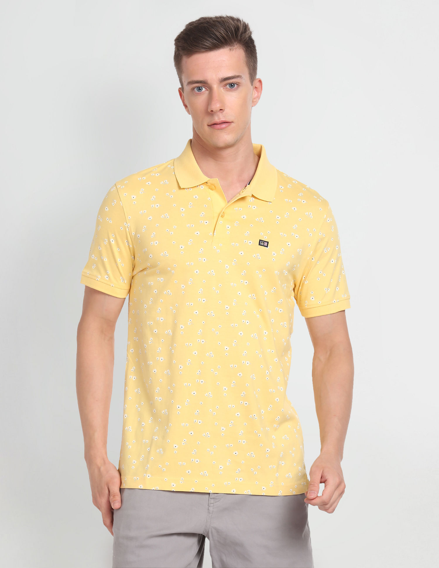 Arrow Sports Floral Cotton Polo Shirt