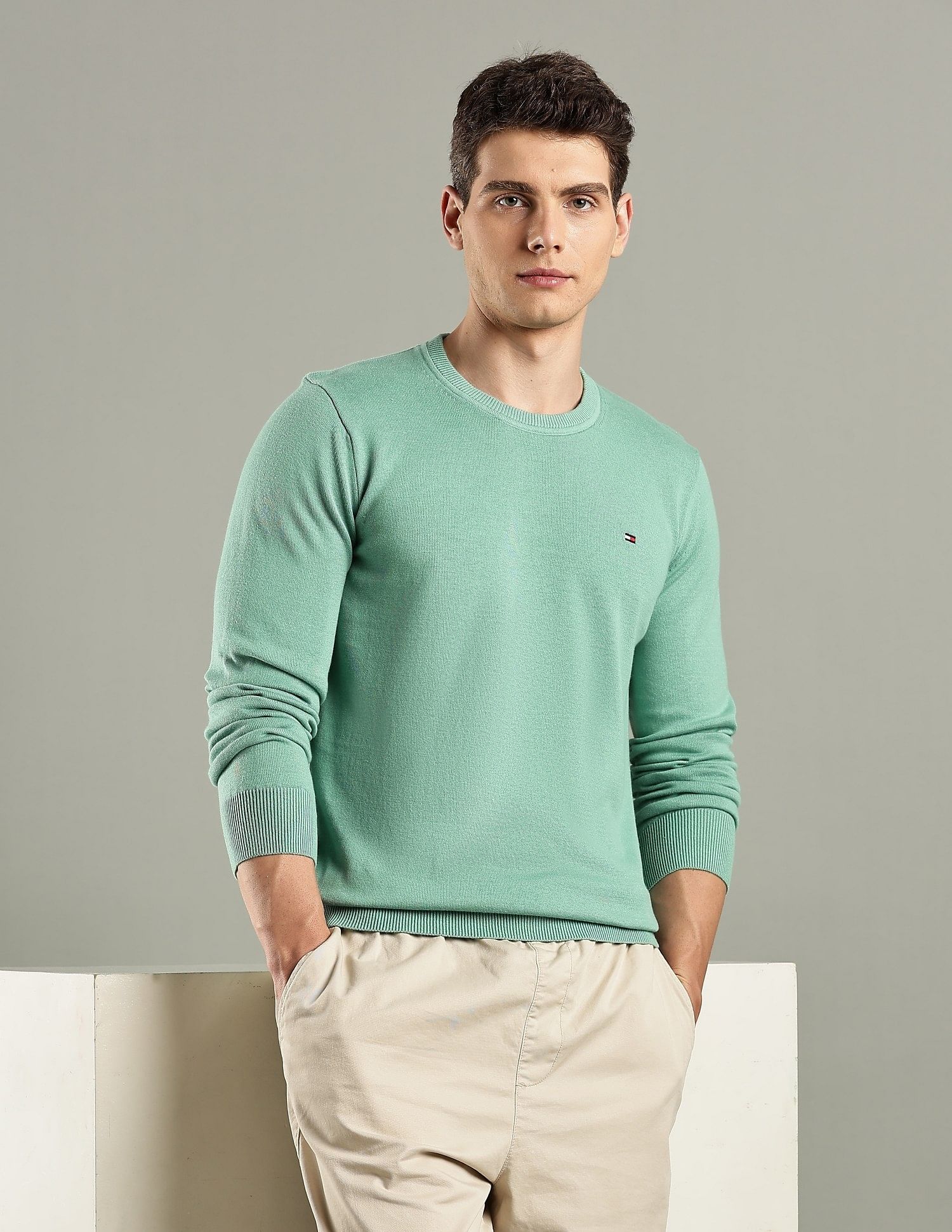 Tommy Hilfiger Solid Regular-Fit Cotton Sweater