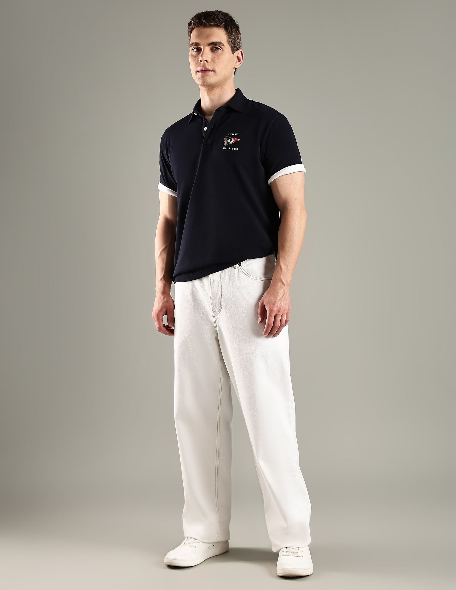 Tommy Hilfiger Solid Regular Fit Cotton Polo T-Shirt