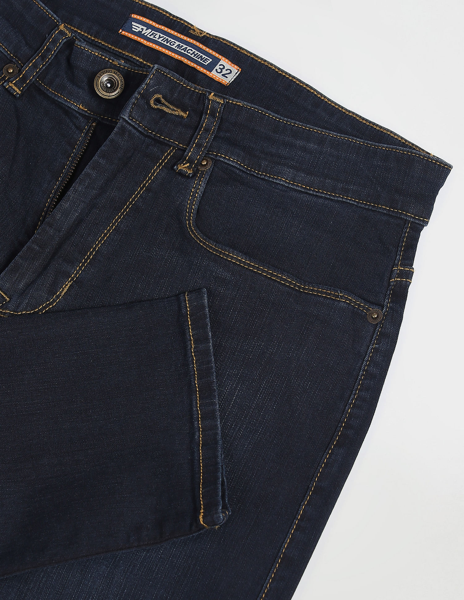 Flying Machine Stone Wash Slash Slim Tapered Fit Jeans