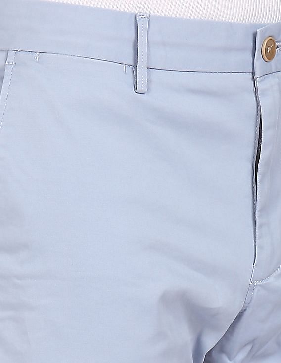 Tommy Hilfiger Men Blue Denton Regular Fit Solid Casual Trousers