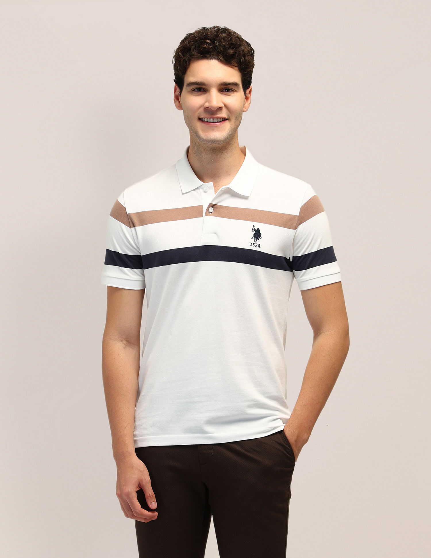 U.S. Polo Assn. Horizontal Striped Slim Fit Polo Shirt