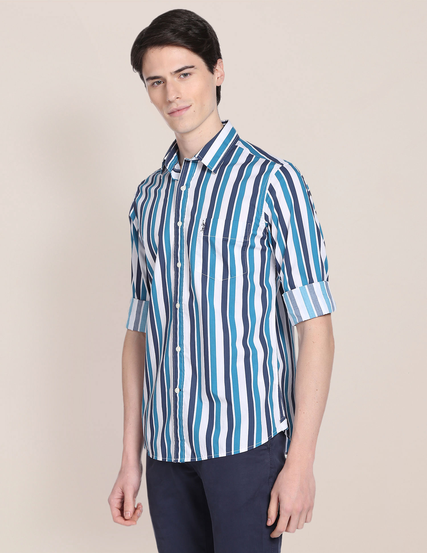 U.S. Polo Assn. Spread Collar Stripe Casual Shirt