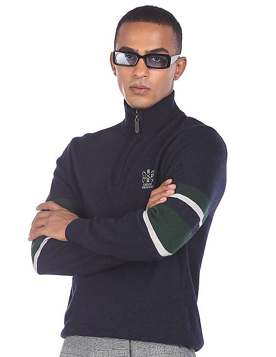 U.S. Polo Assn. Denim Co. High Neck Contrast Panel Sweater
