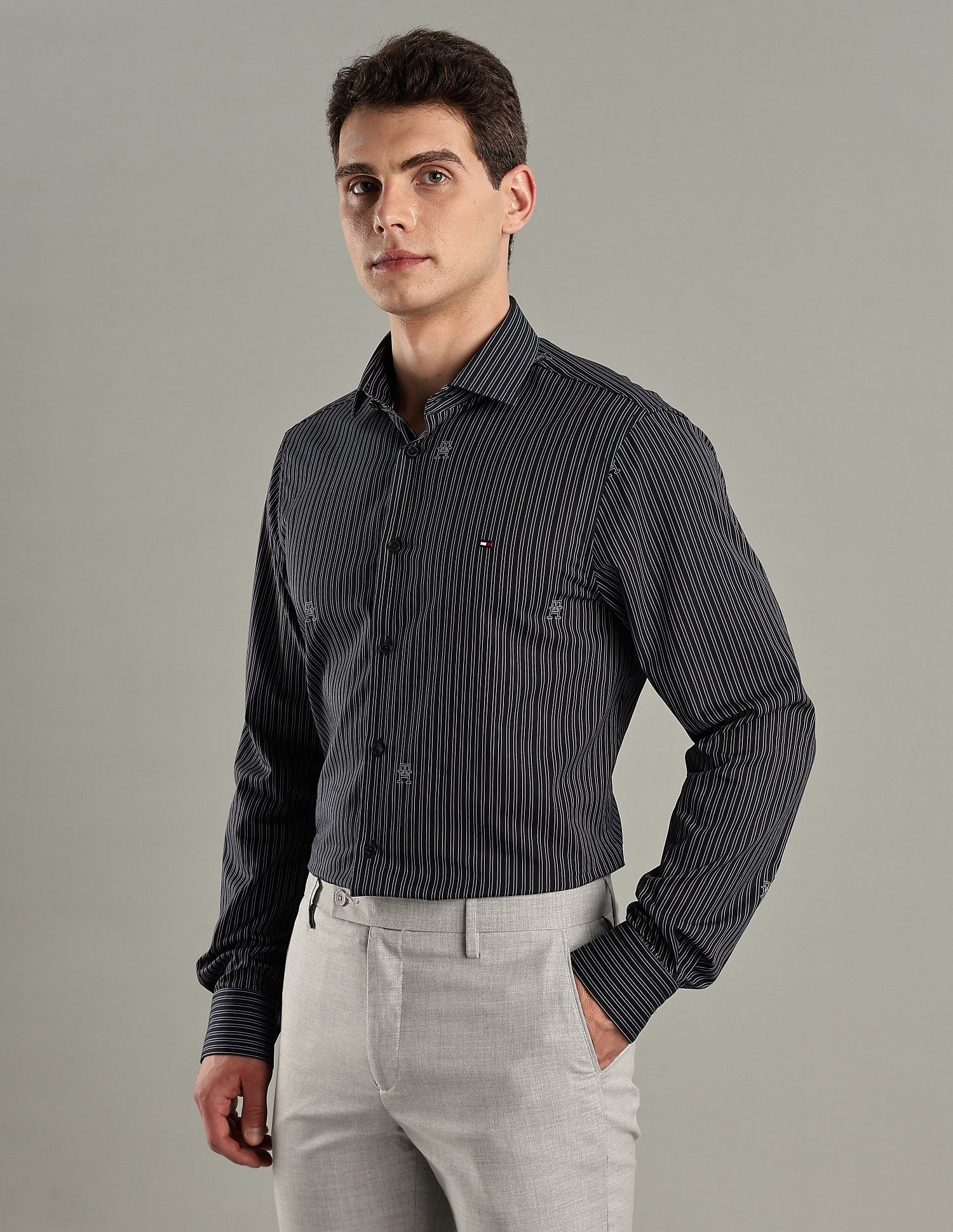 Tommy Hilfiger Striped Slim-Fit Cotton Shirt