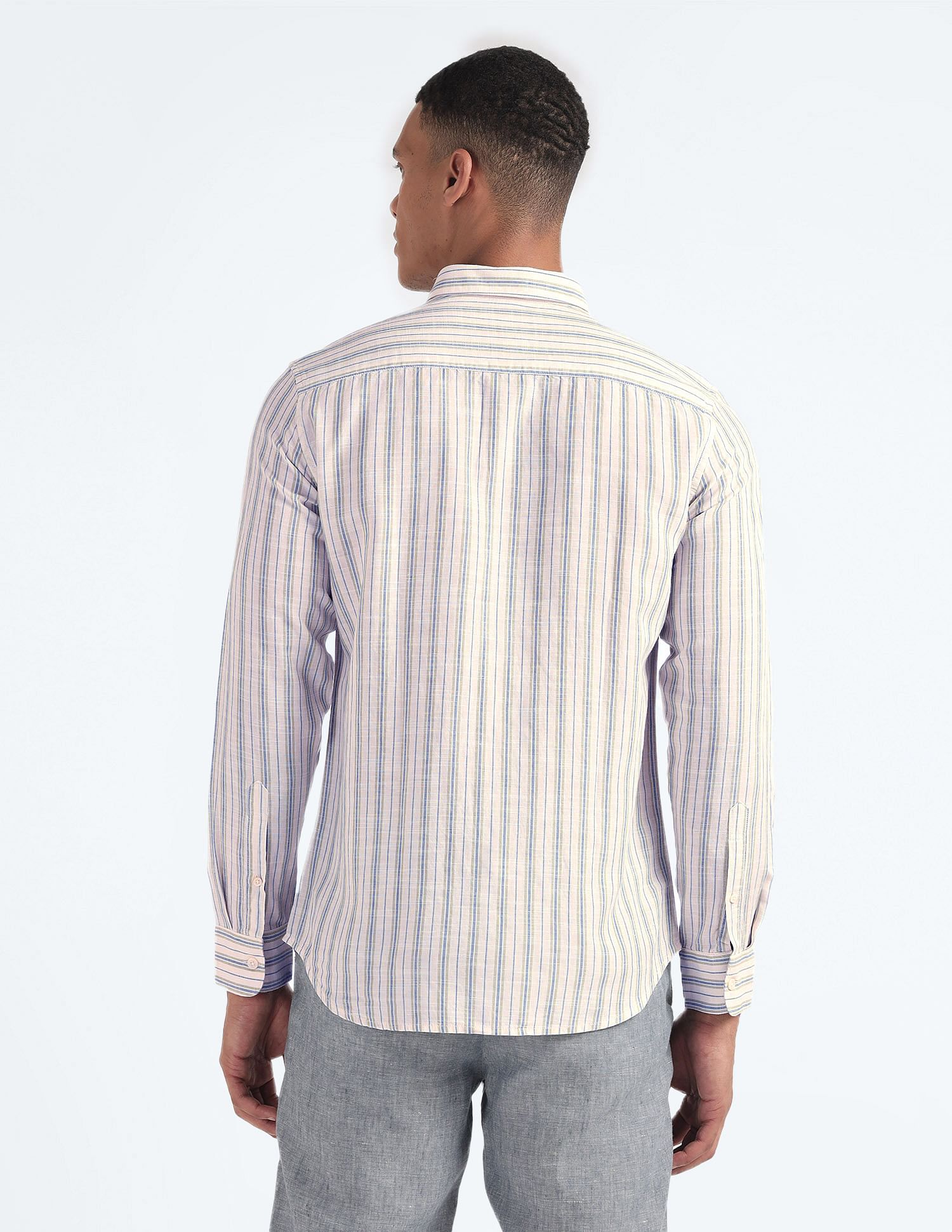 Flying Machine Tencel Hemp Cotton Stripe Shirt