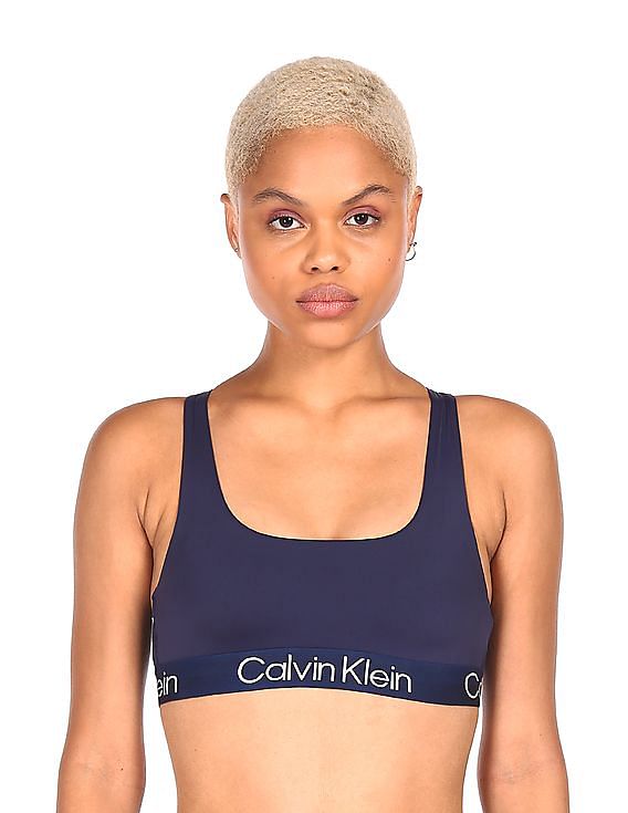 Buy Calvin Klein Underwear Women Blue Solid Square Neck Sports Bra -  NNNOW.com