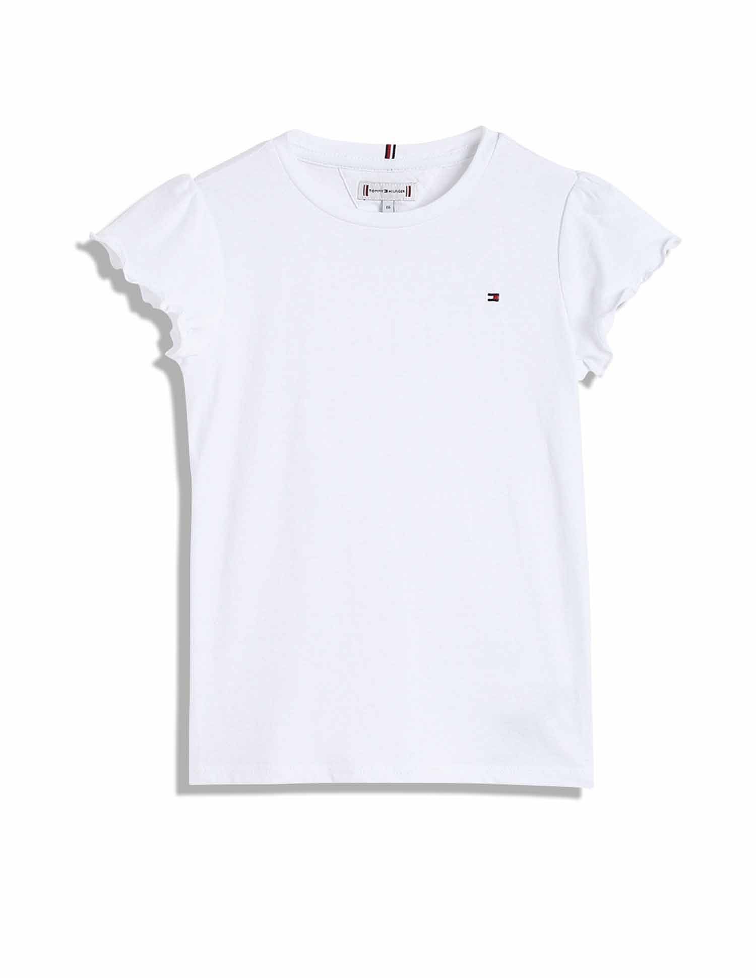 Tommy Hilfiger Kids Girls Solid Slim-Fit Cotton T-Shirt