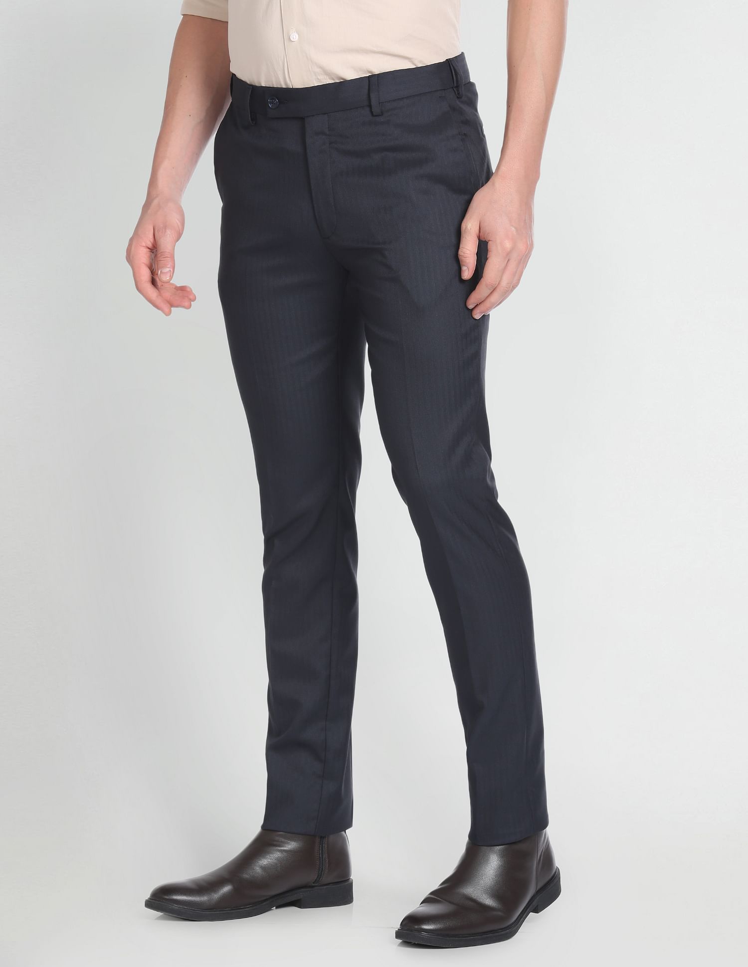 Arrow Vertical Stripe Herringbone Trousers