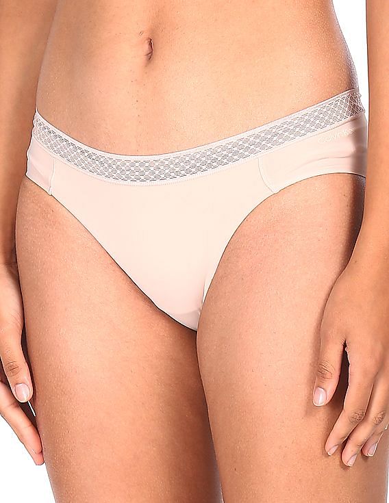 Buy Calvin Klein Underwear Women Beige Elasticized Waist Lace Trim Bikini  Briefs 