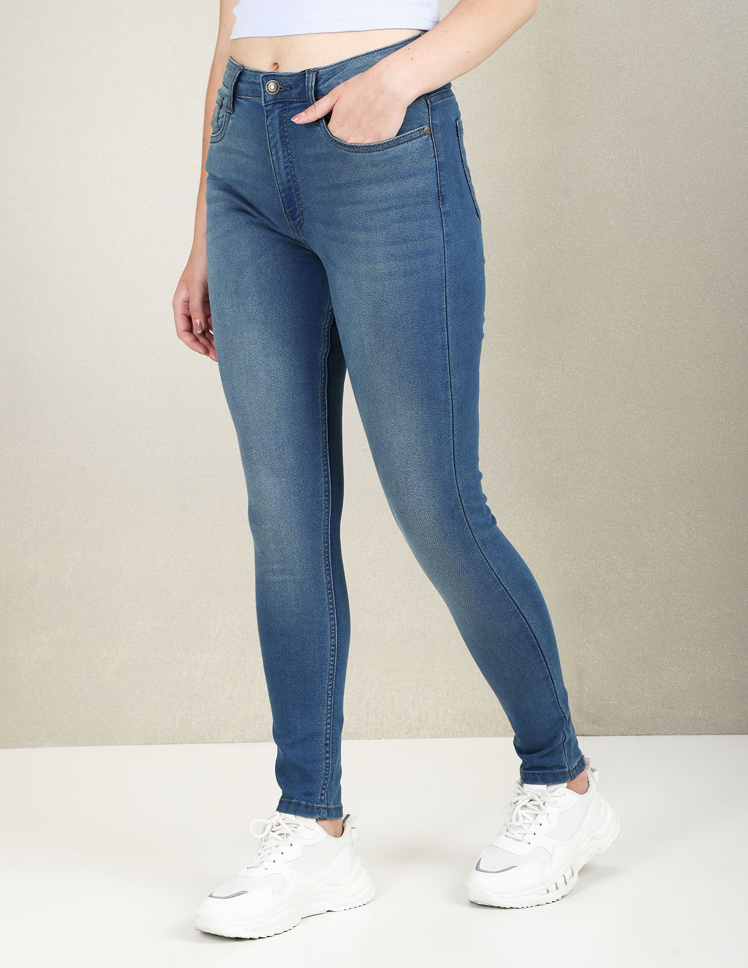 U.S. Polo Assn. Women High Rise Skinny Fit Tinted Jeans