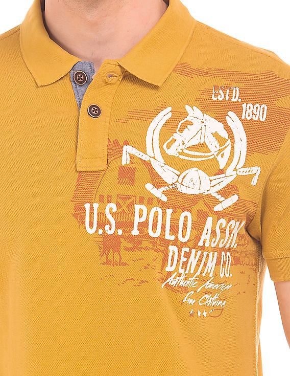 U.S. Polo Assn. Denim Co. Printed Front Muscle Fit Polo Shirt