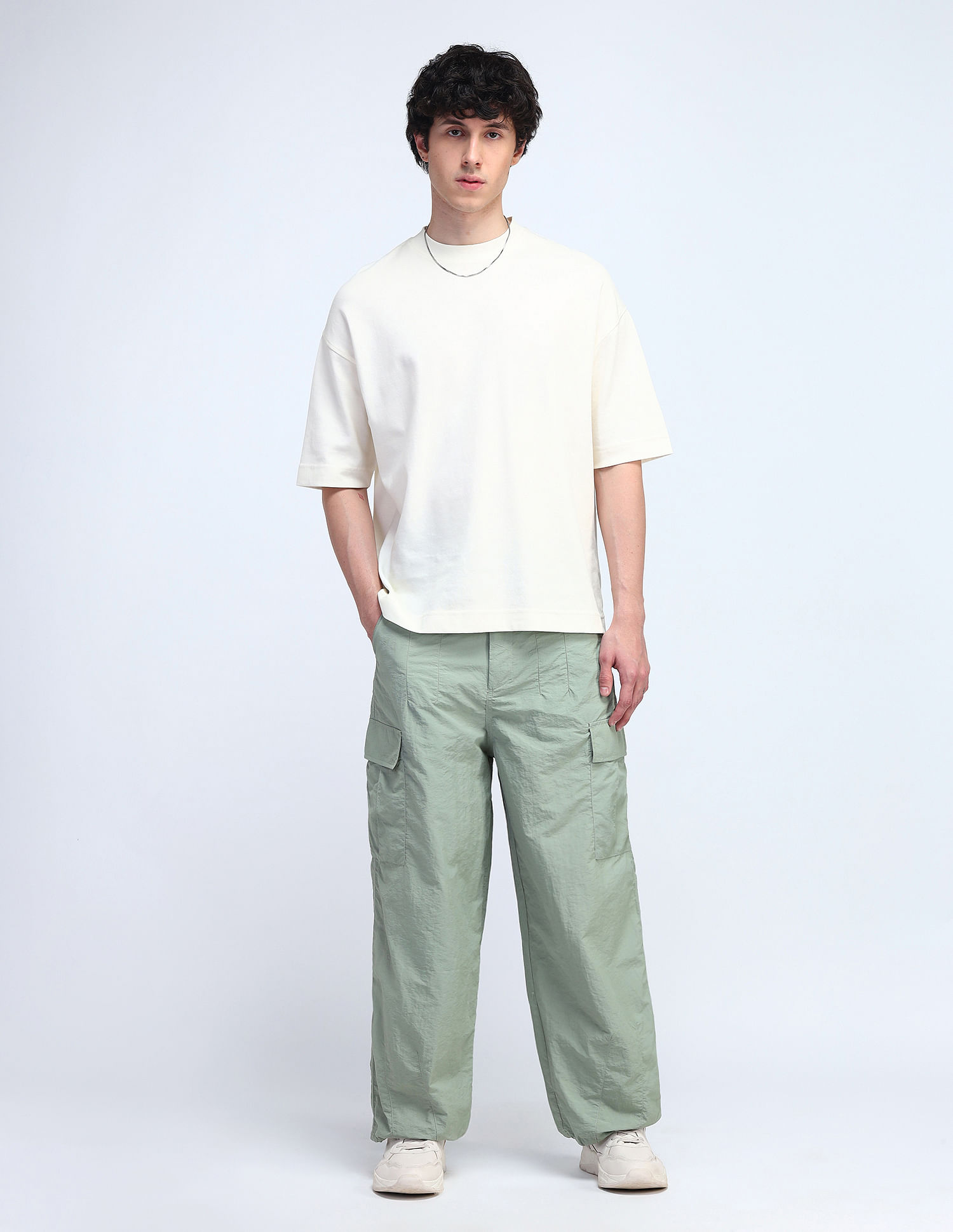 Flying Machine Cobain Loose Fit Solid Cargos