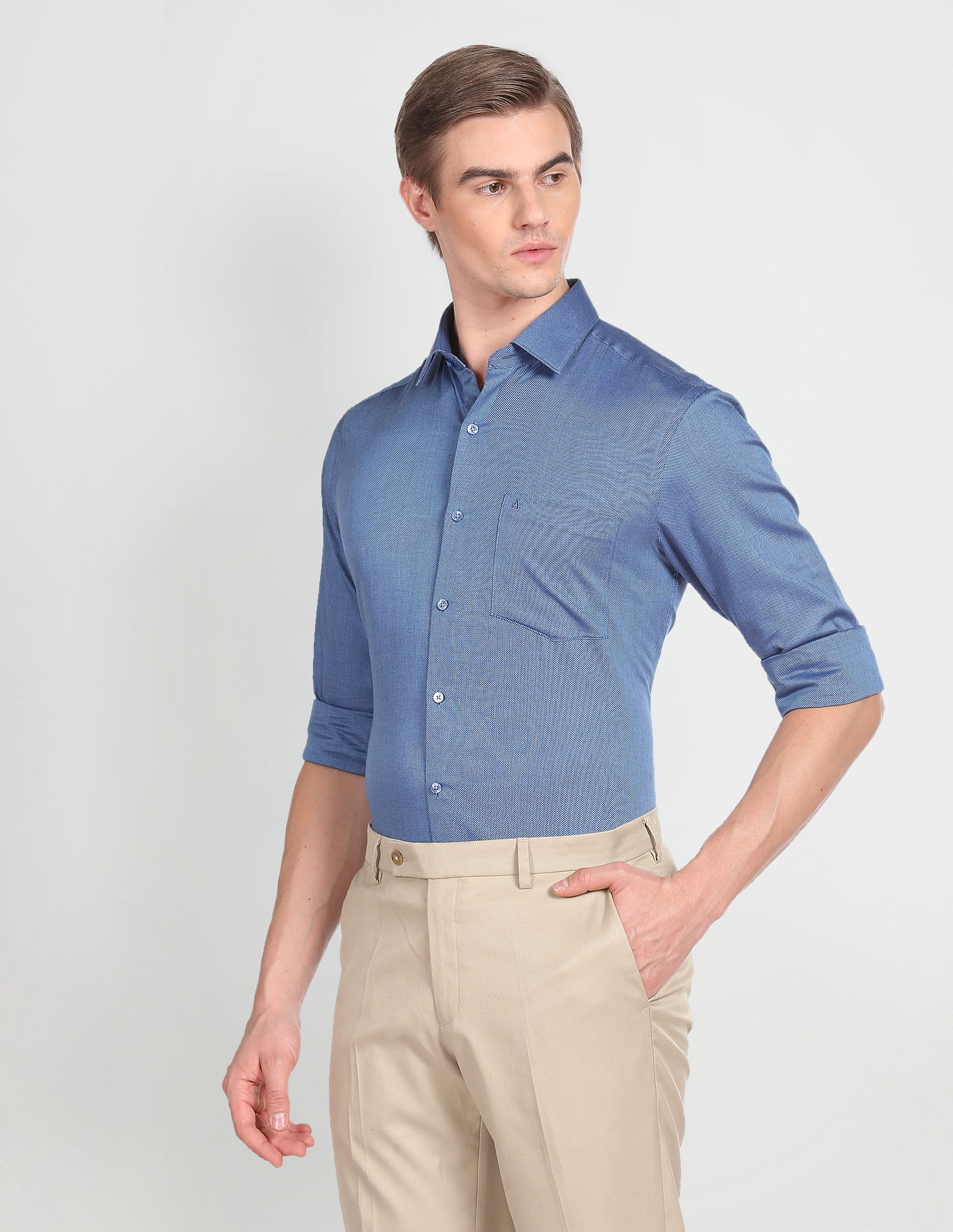 Arrow Patterned Dobby Cotton Formal Shirt