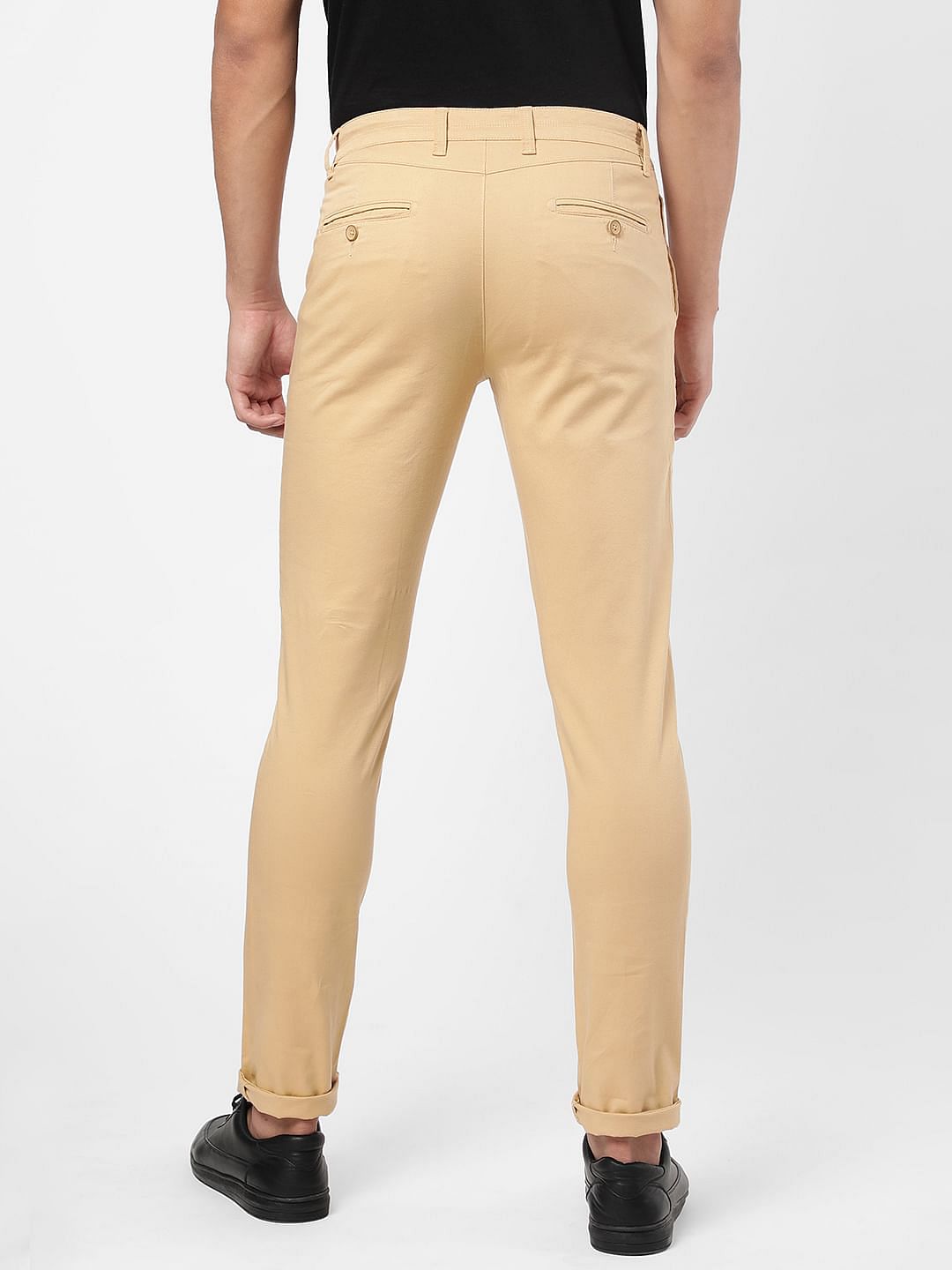 Buy AD by Arvind Khaki Regular Fit Flat Front Trousers for Mens Online   Tata CLiQ
