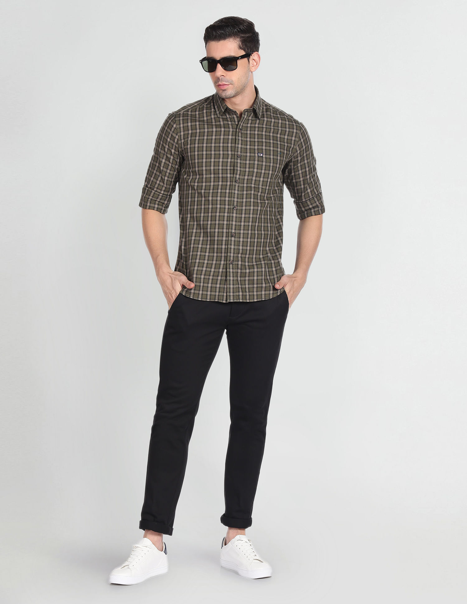 Arrow Sports Cutaway Collar Tartan Check Shirt