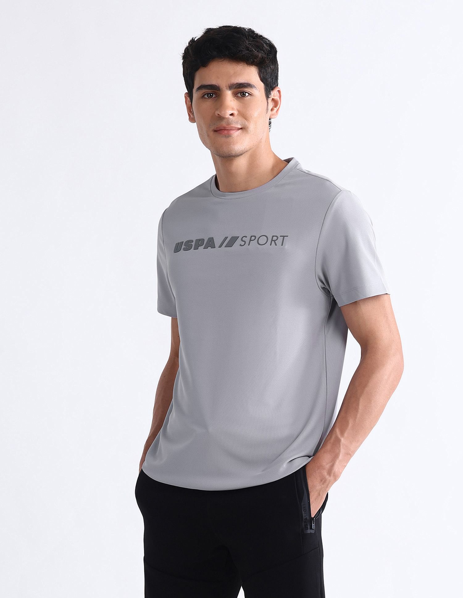 USPA Active Brand Embossed Slim Fit T-Shirt