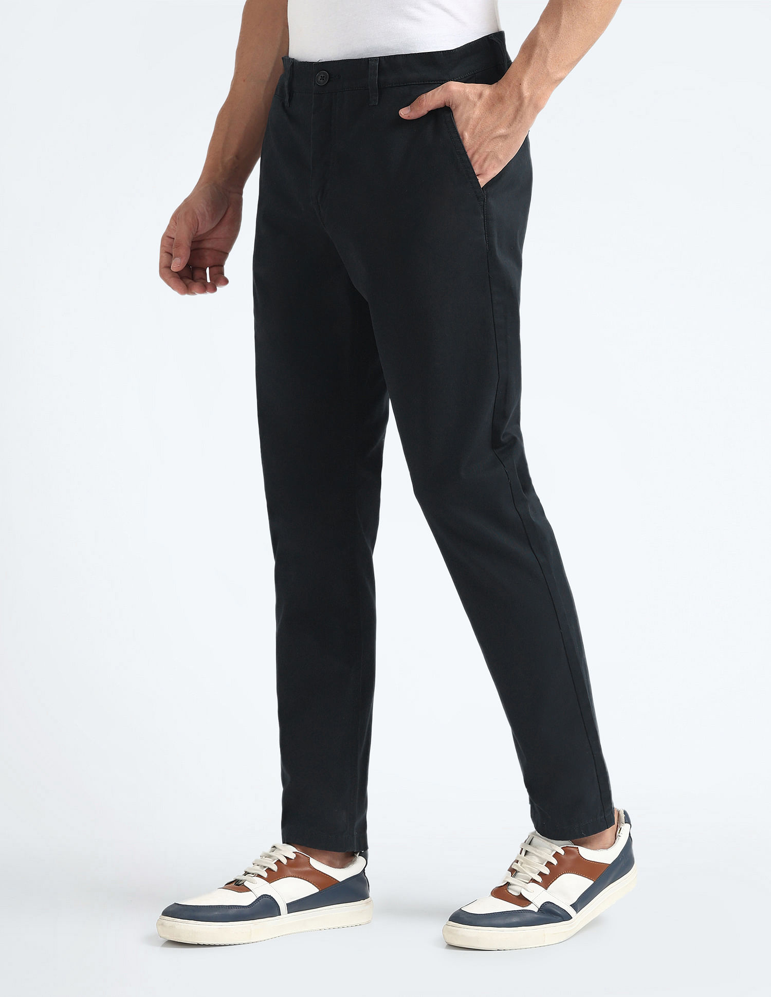 Flying Machine Slash Slim Tapered Fit Solid Chinos