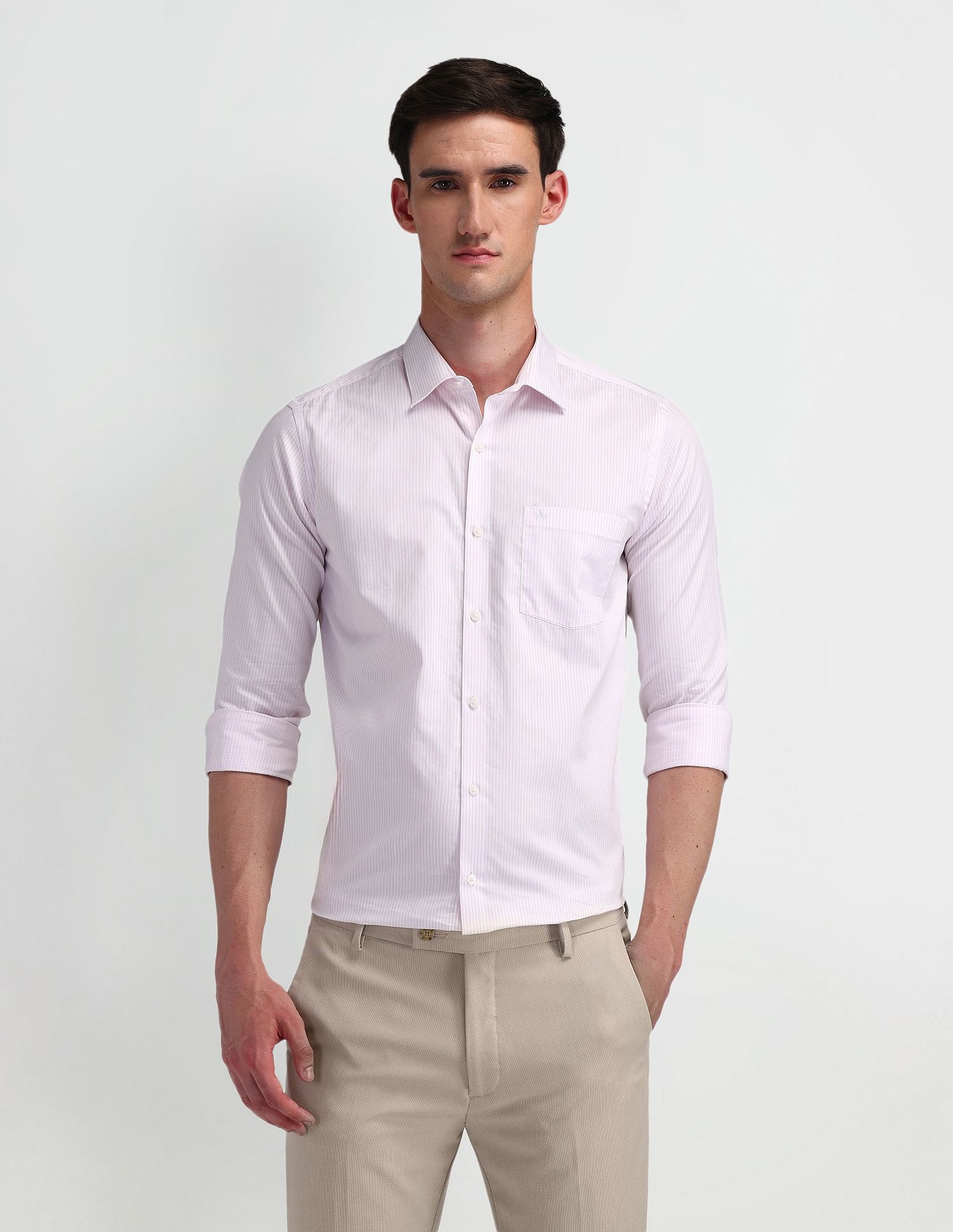 Arrow Manhattan Slim Fit Pinstriped Shirt