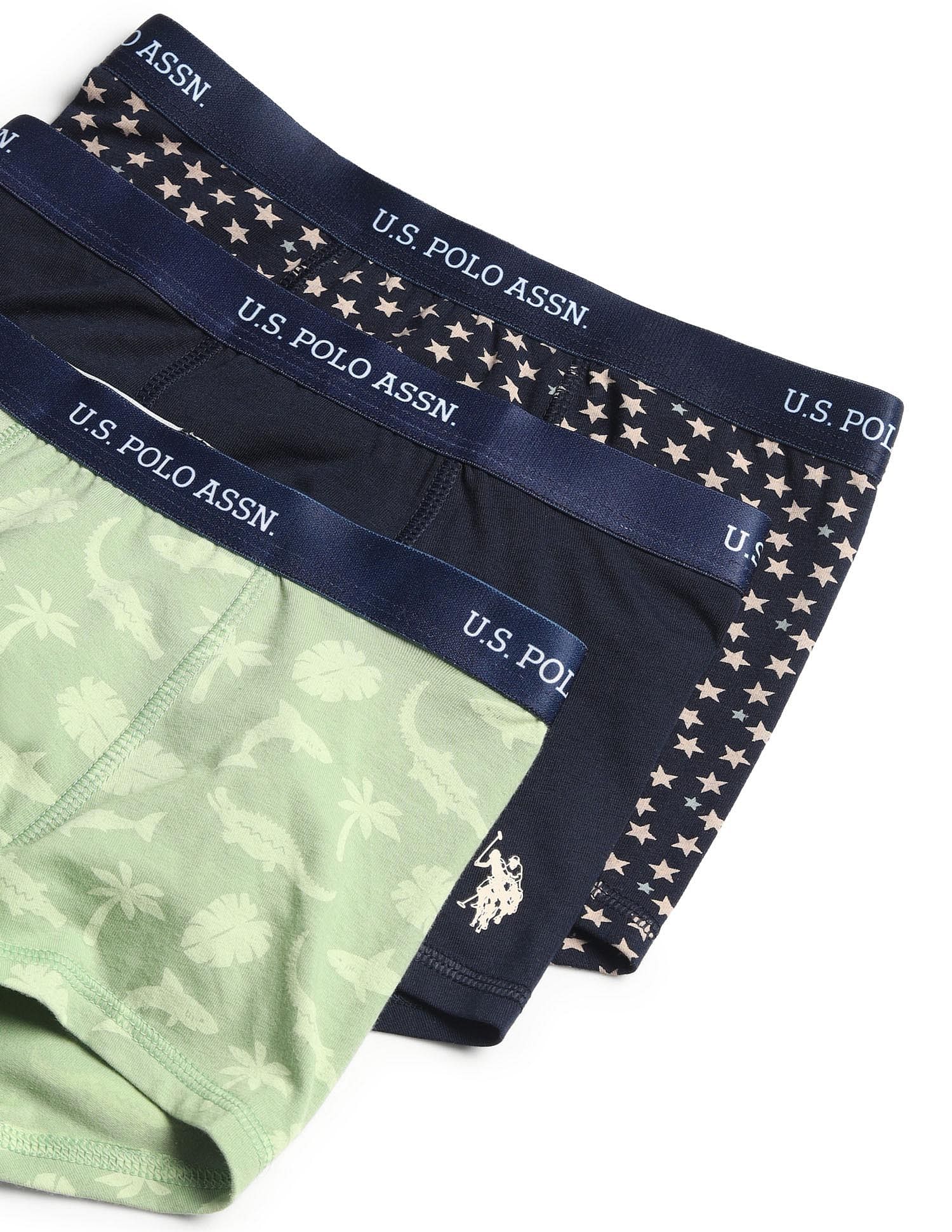 USPA Innerwear Boys Mid Rise Cotton Spandex Trunks - Pack Of 3