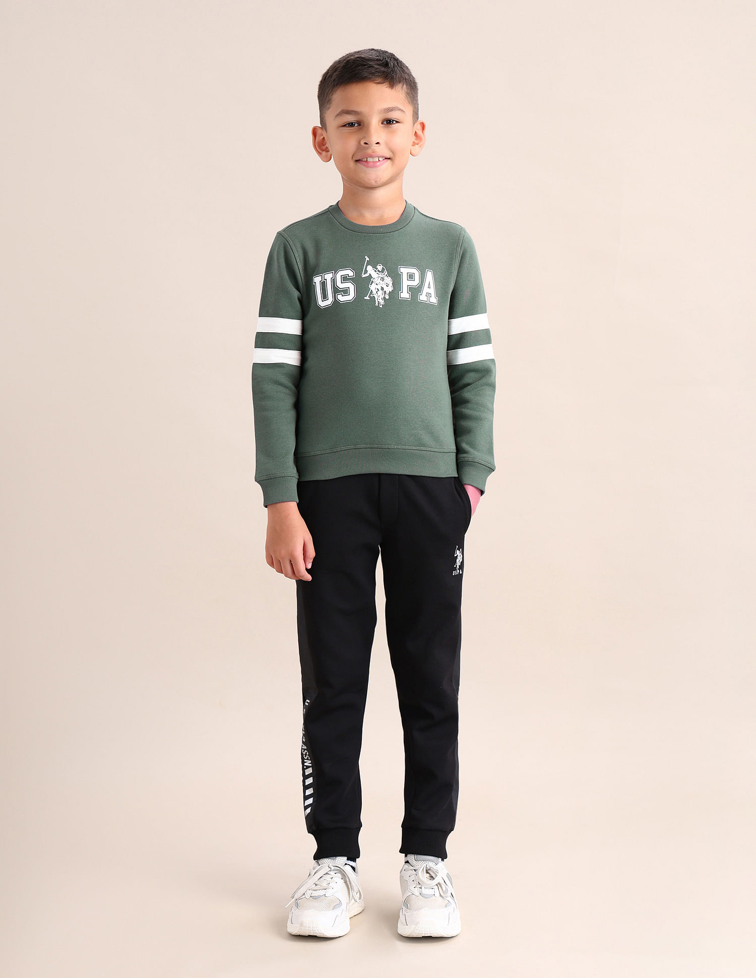 U.S. Polo Assn. Kids Boys Brand Printed Regular Fit Sweatshirt