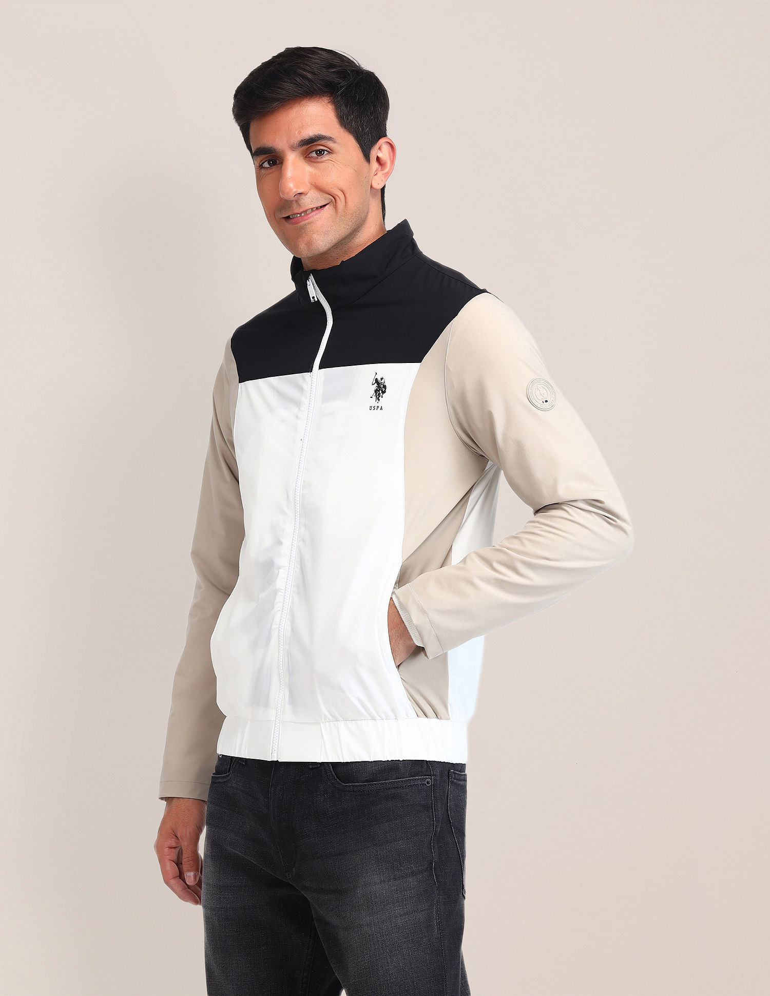 U.S. Polo Assn. Colour Blocked Regular Fit Jacket