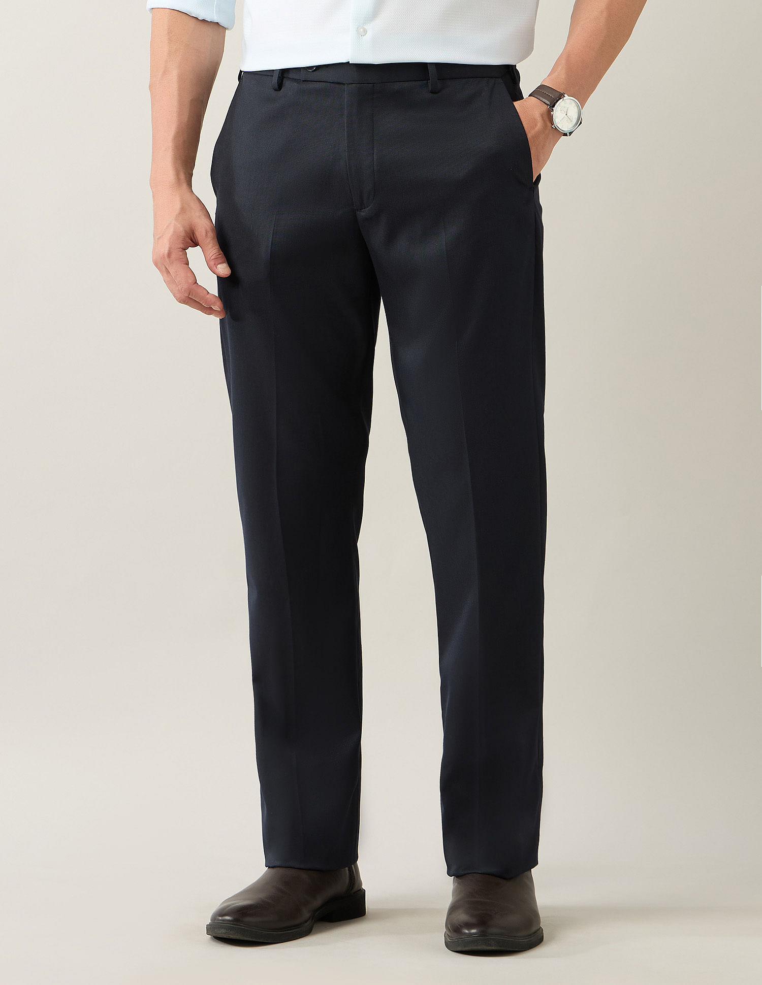 Arrow Straight Fit Mid Rise Trousers