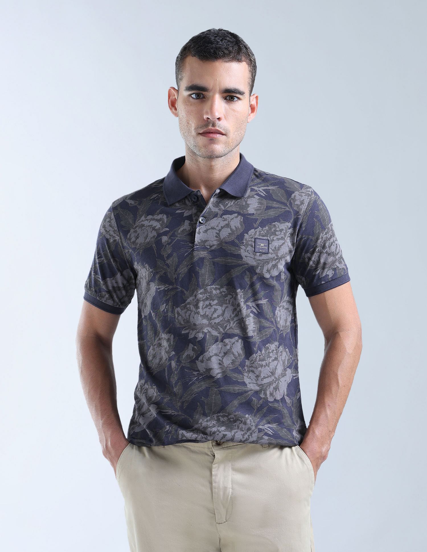 Flying Machine Floral Printed Digitopia Polo Shirt