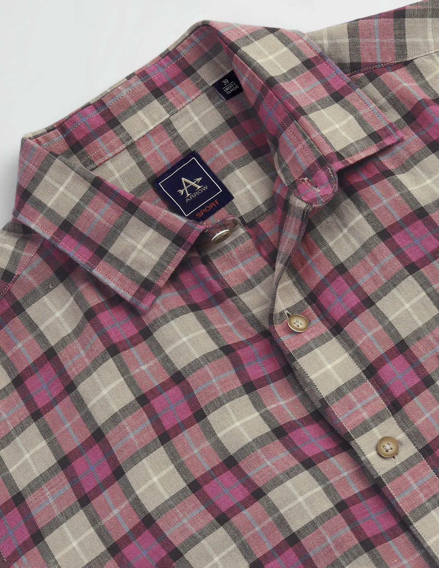 Arrow Sports Short Sleeve Tartan Check Shirt