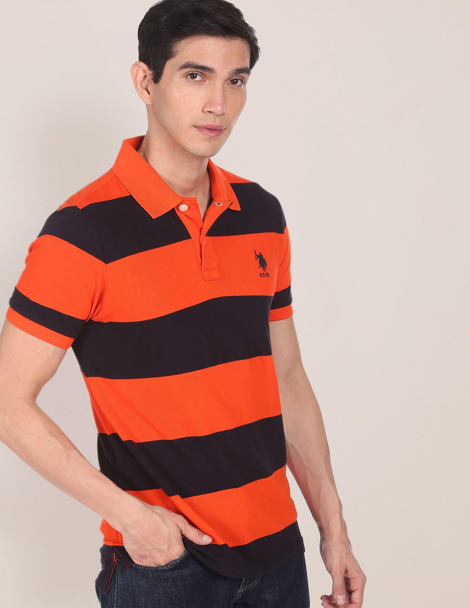U.S. Polo Assn. Stripe Pique Polo Shirt