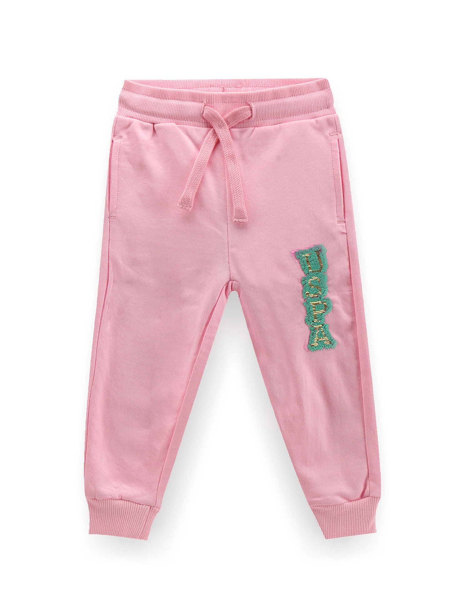 U.S. Polo Assn. Kids Girls Flip Sequin Cotton Track Pants