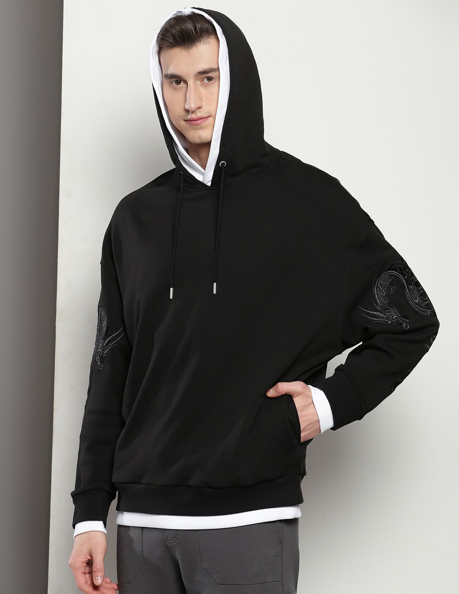 Calvin Klein Embroidered Dragon Hooded Sweatshirt