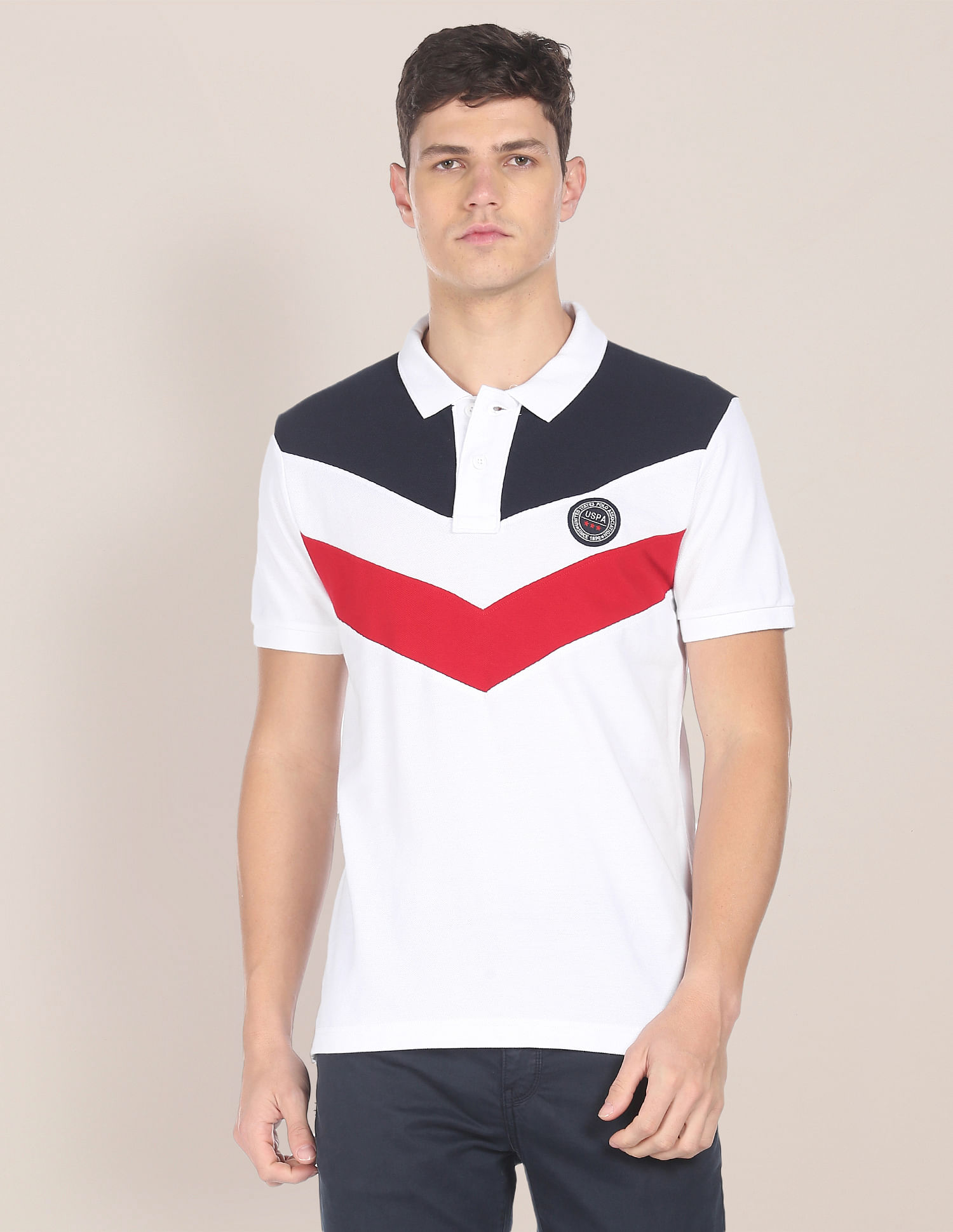U.S. Polo Assn. Cotton Colour Block Polo Shirt