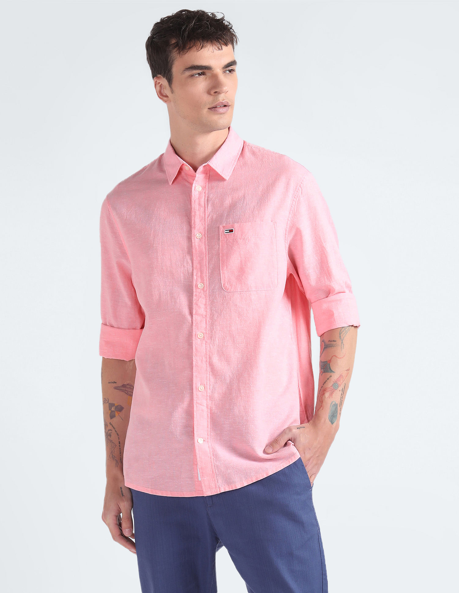 Tommy Hilfiger Chest Pocket Cotton Linen Shirt