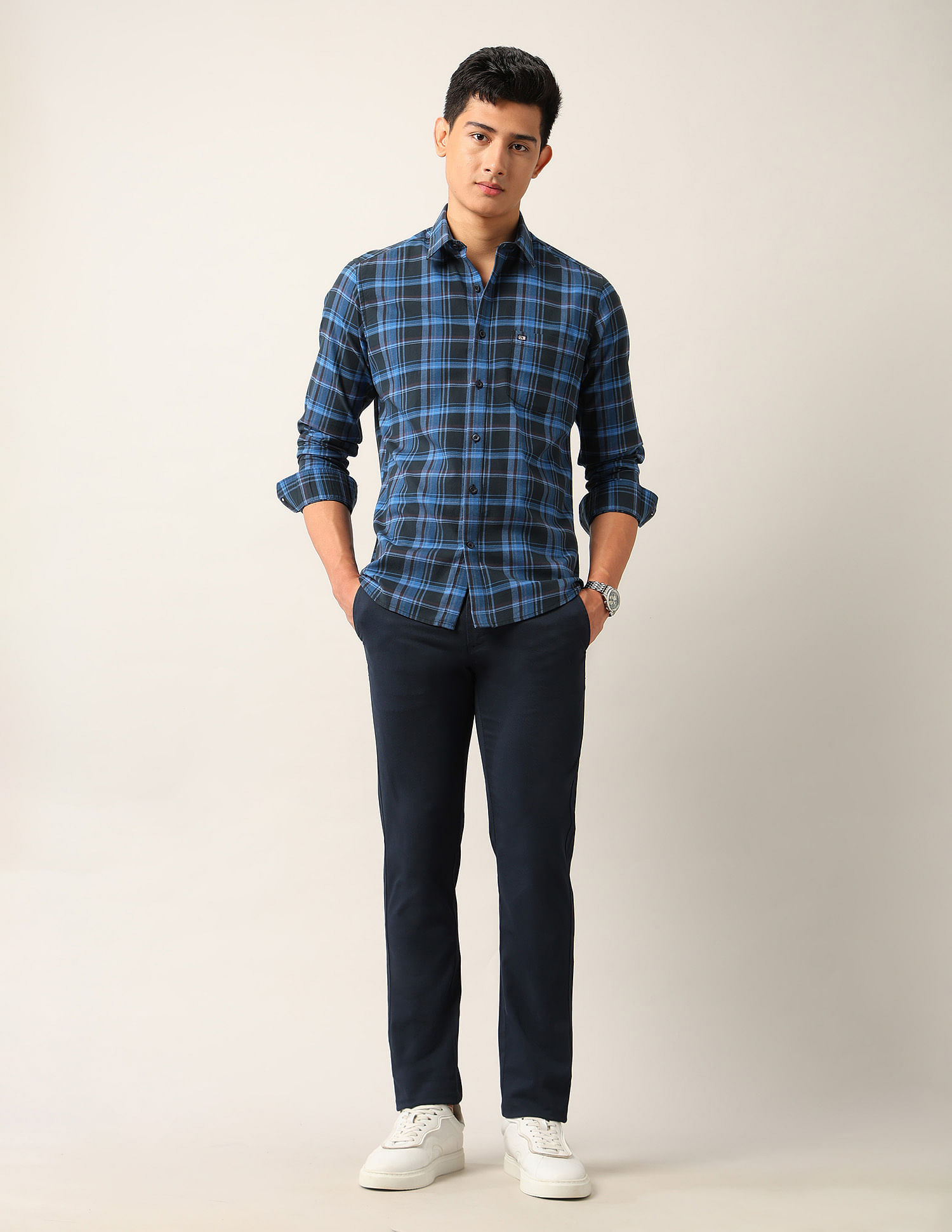 Arrow Sport Plaid Checked Pure Cotton Shirt