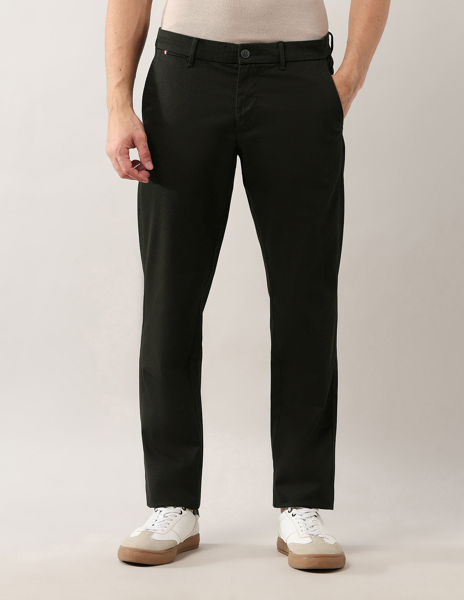 Arrow Sport Mid Rise Slim Fit Trousers