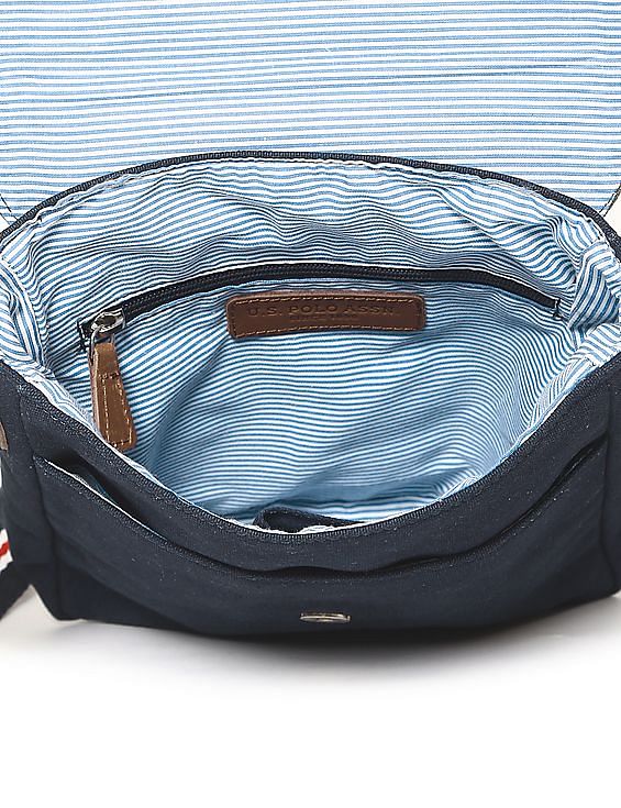 U.S. Polo Assn. Blue Colour Block Canvas Sling Bag