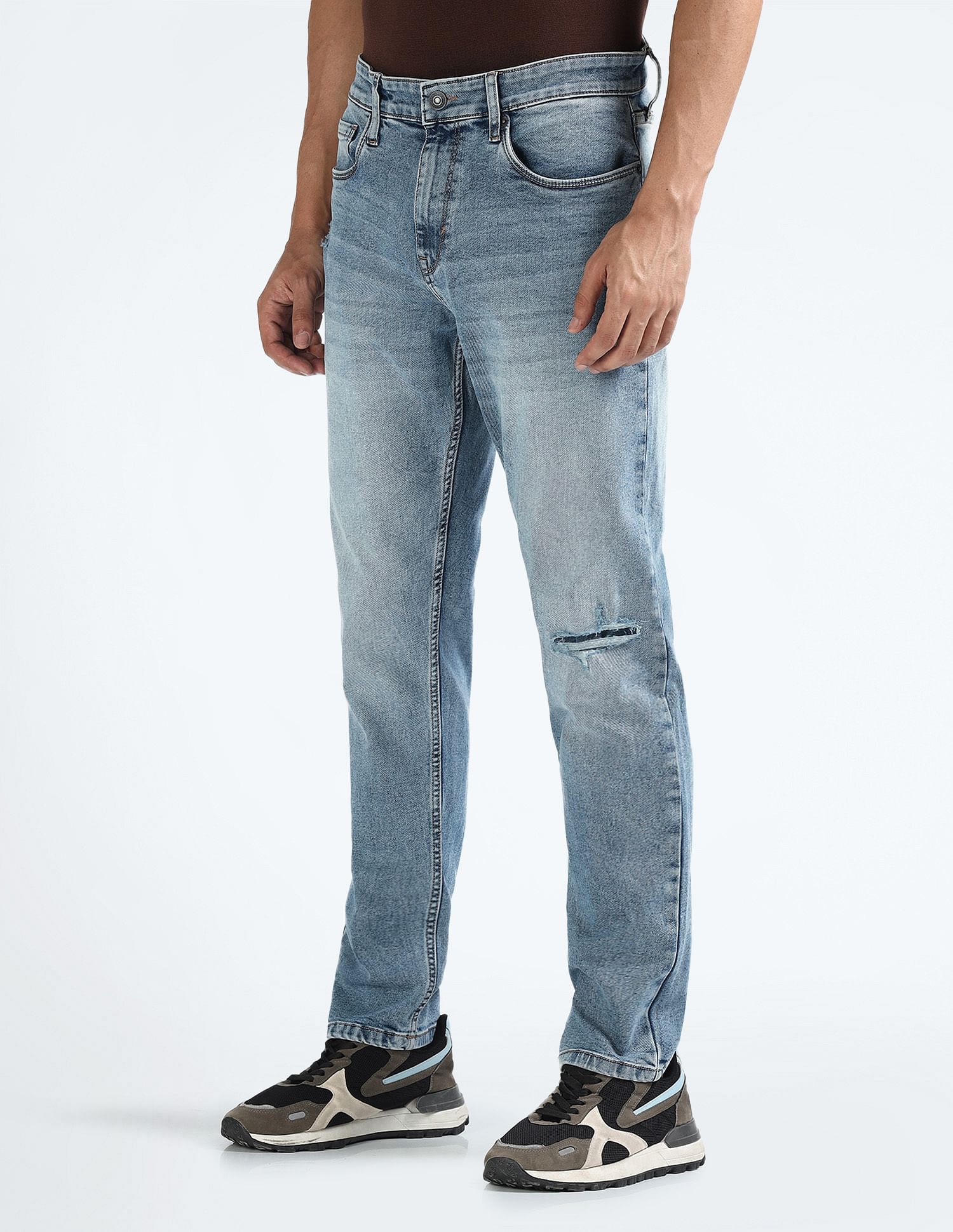 Flying Machine Lightly Distressed Slim Tapered Jeans