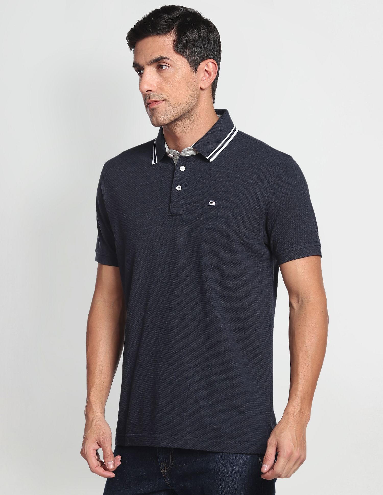 Arrow Sports Stripe Collar Polo Shirt
