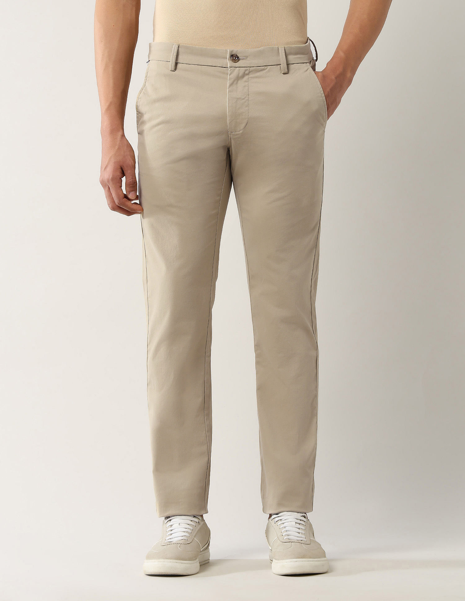 Arrow Sport Twill Slim Fit Solid Chinos