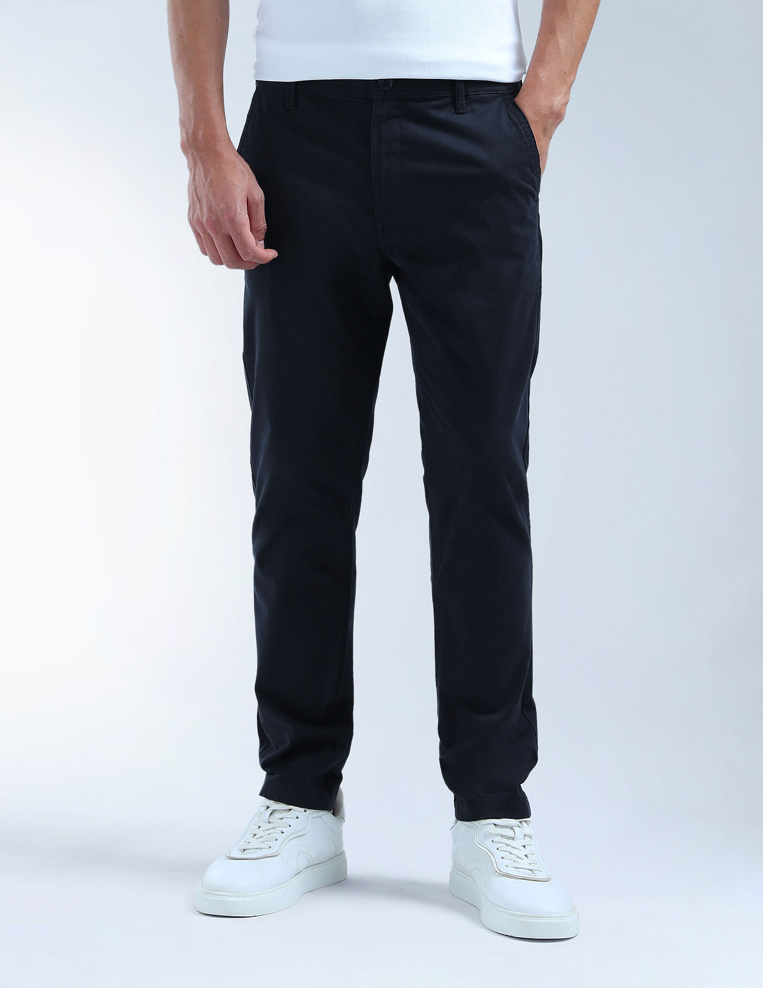 Flying Machine Mid Rise Slash Slim Tapered Fit Trouser